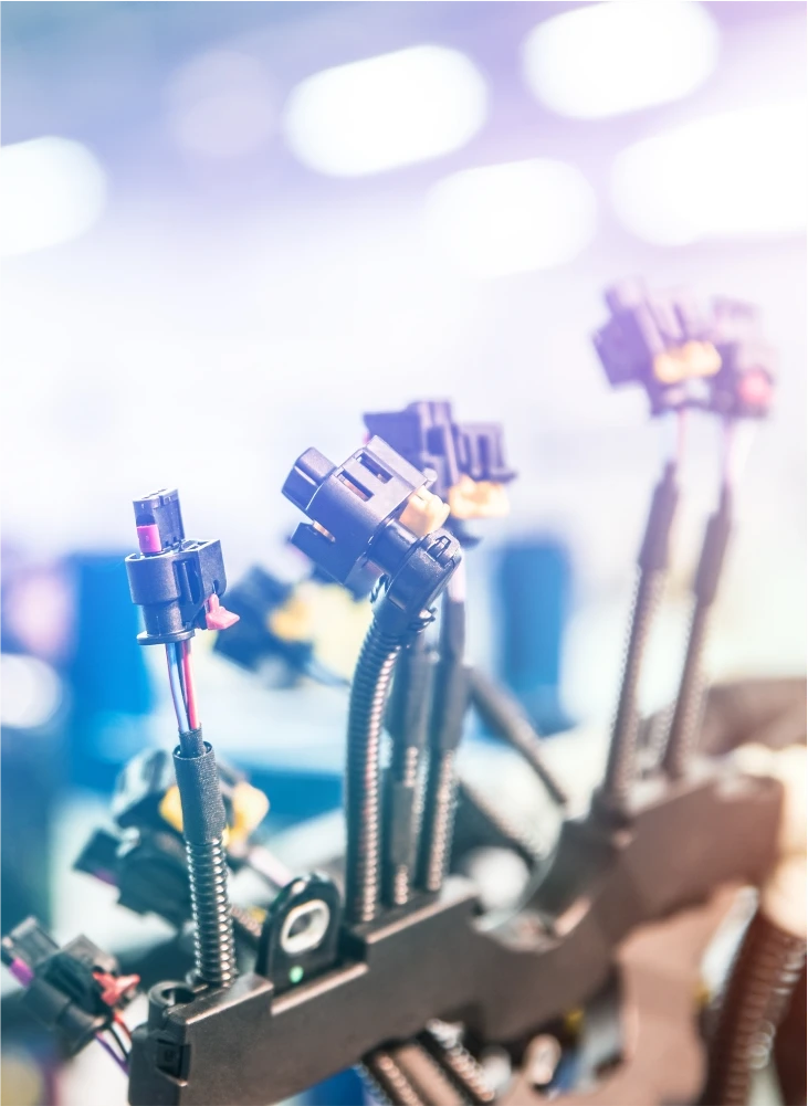 A close shot of multiple wires