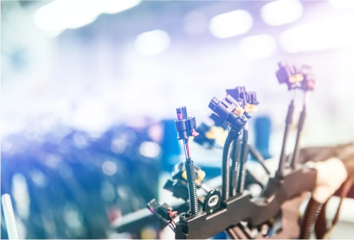 A close shot of multiple wires