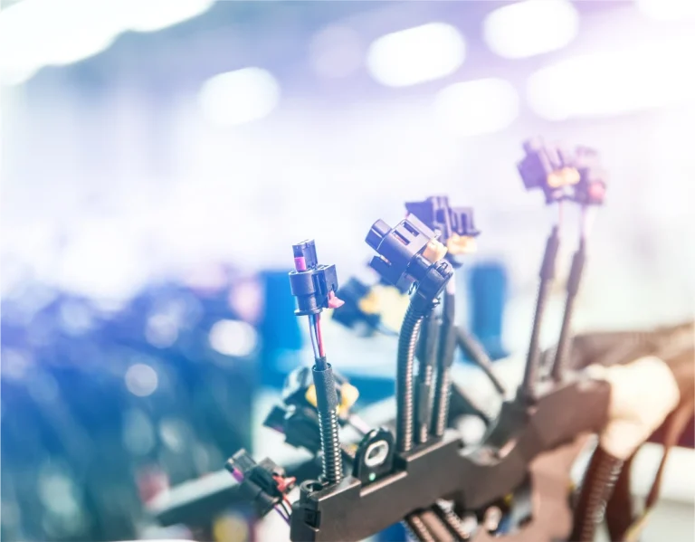 A close shot of multiple wires