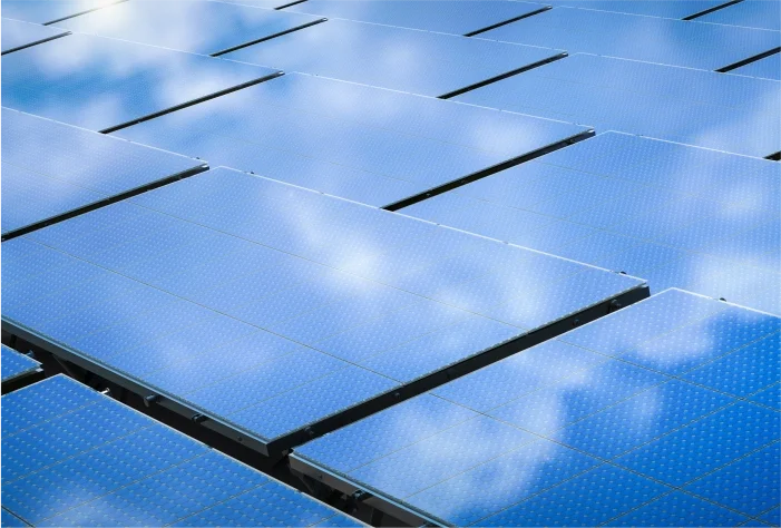 Solar Panels reflecting the sky