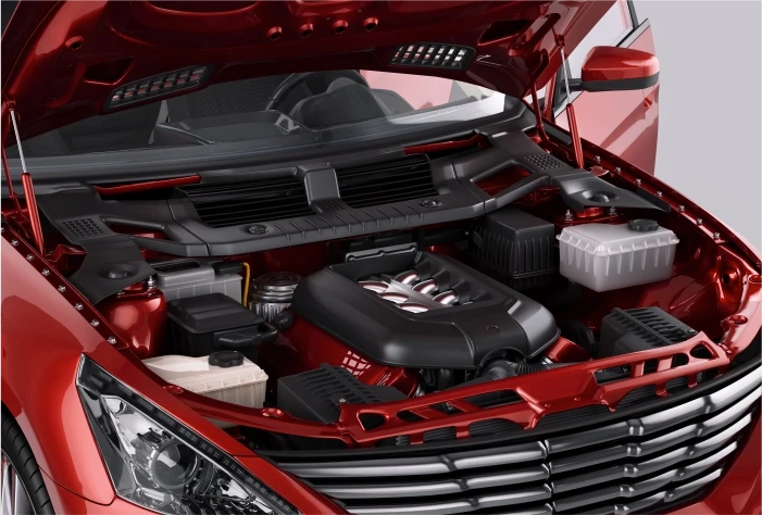 Red car's under the hood